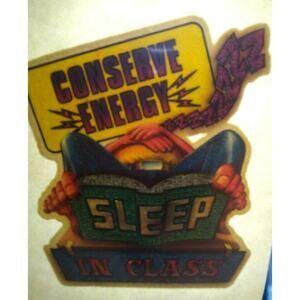 Conserve Energy Sleep In Class Screamin Gleamin Glitter Iron-On Decal Donruss